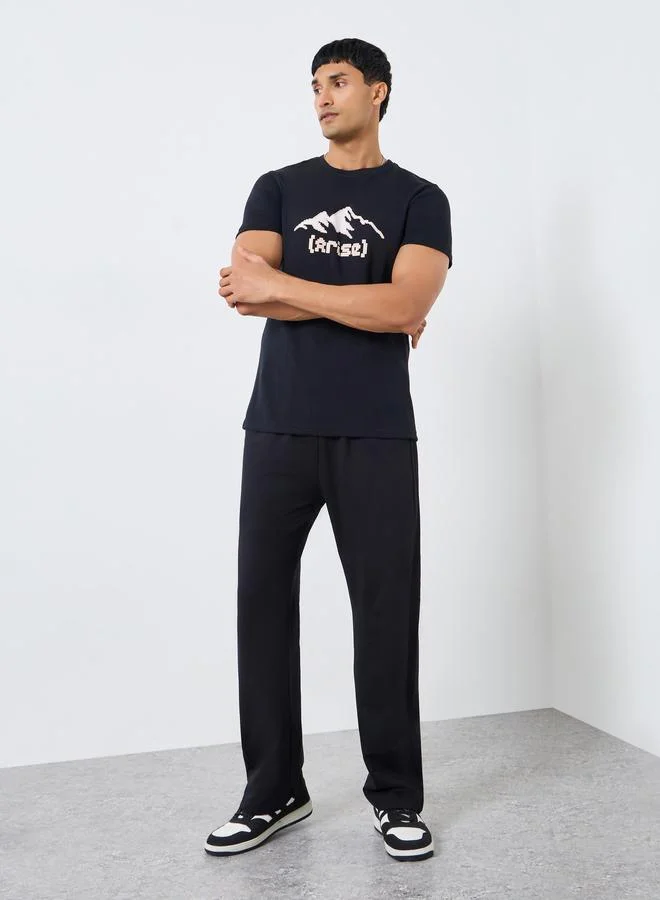 Men Black Oversized Side Embossed Joggers